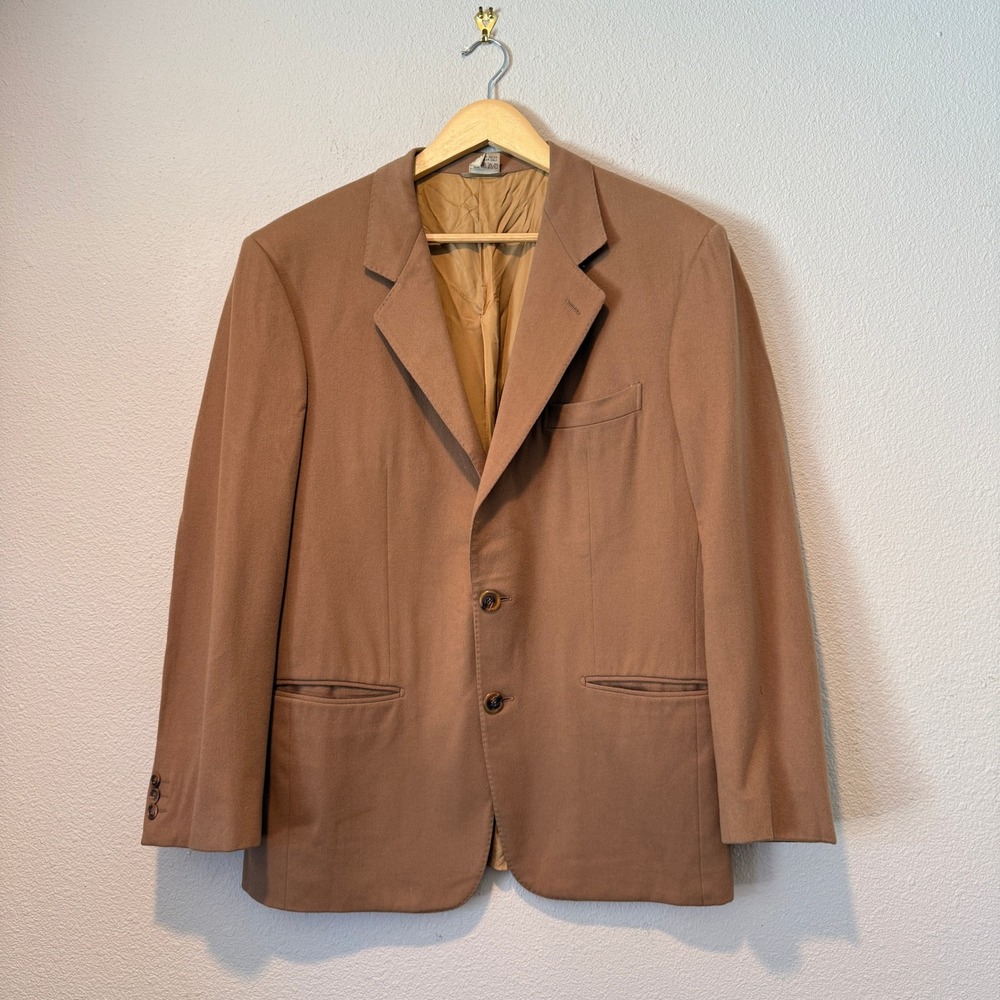 Gucci Vintage Mens 100% Cashmere Blazer Sport Coat Camel Tan Made in Italy